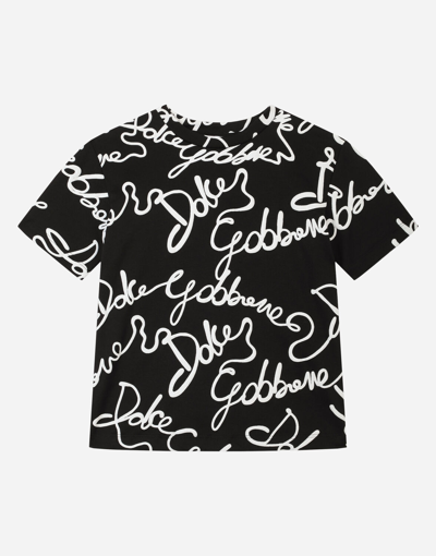 Shop Dolce & Gabbana Jersey T-shirt With All-over Logo Print In Multicolor