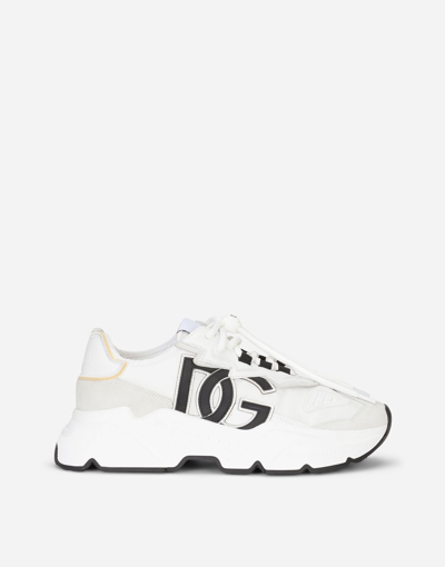 Dolce & Gabbana Woman Multicolor Fabric And Leather Daymaster Sneakers In White