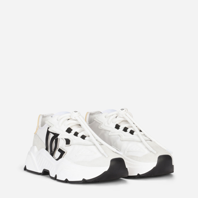 Dolce & Gabbana Woman Multicolor Fabric And Leather Daymaster Sneakers In White