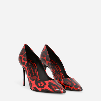Shop Dolce & Gabbana Leopard-print Patent Leather Pumps With Red Base In Multicolor
