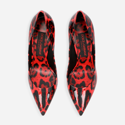 Shop Dolce & Gabbana Leopard-print Patent Leather Pumps With Red Base In Multicolor