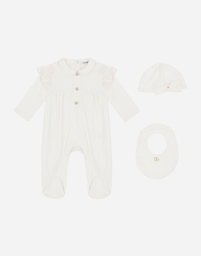 Shop Dolce & Gabbana 3-piece Gift Set In Interlock Jersey In White