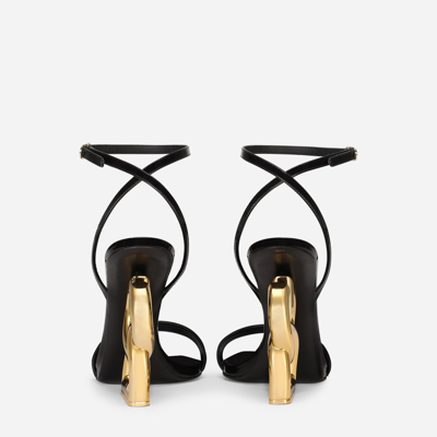 Shop Dolce & Gabbana Patent Leather Sandals With Dg Pop Heel In Black