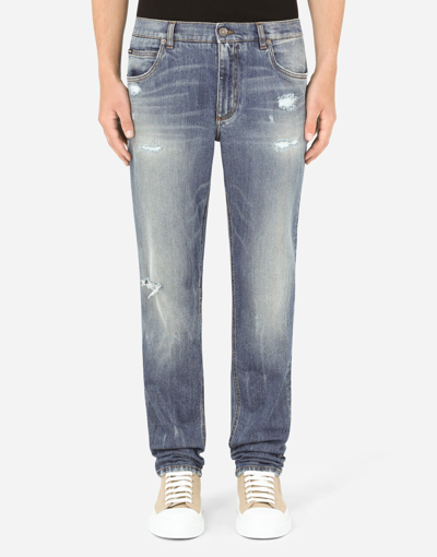Dolce & Gabbana Regular-fit Stretch Jeans With Small Rips In Multicolor |  ModeSens