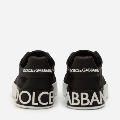 Shop Dolce & Gabbana Portofino Sneakers In Nappa Leather And Mesh In Black/white