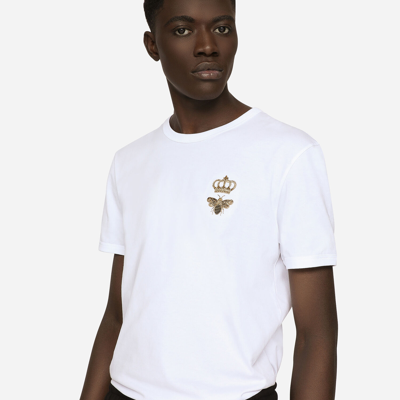 Shop Dolce & Gabbana Cotton T-shirt With Embroidery In White