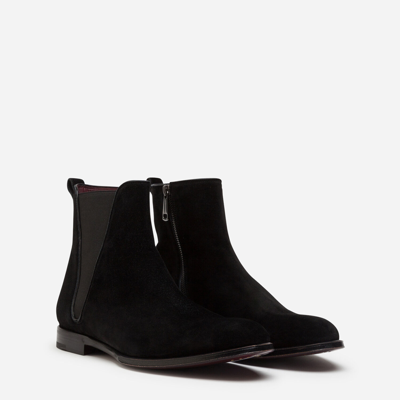 Shop Dolce & Gabbana Velvet Calfskin Chelsea Boots In Black