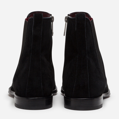 Shop Dolce & Gabbana Velvet Calfskin Chelsea Boots In Black