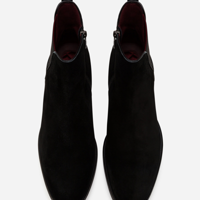 Shop Dolce & Gabbana Velvet Calfskin Chelsea Boots In Black