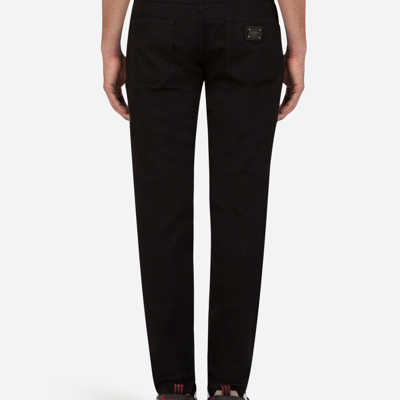Shop Dolce & Gabbana Black Slim-fit Stretch Jeans In Multicolor