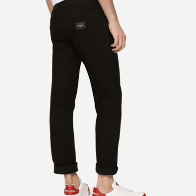 Shop Dolce & Gabbana Black Skinny Stretch Jeans In Multicolor