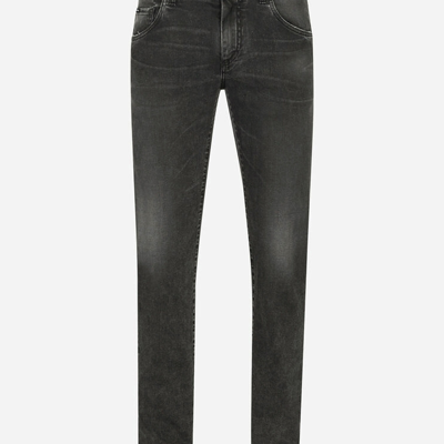 Shop Dolce & Gabbana Gray Wash Skinny Stretch Jeans In Multicolor