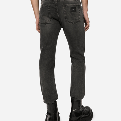 Shop Dolce & Gabbana Gray Wash Skinny Stretch Jeans In Multicolor