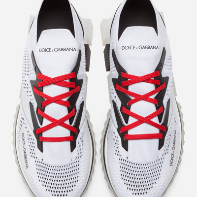 Shop Dolce & Gabbana Stretch Mesh Sorrento Sneakers With Logo In White/black