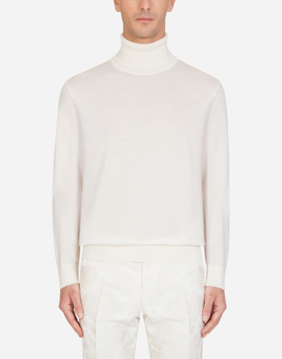 Shop Dolce & Gabbana Cashmere Turtle-neck Sweater In White