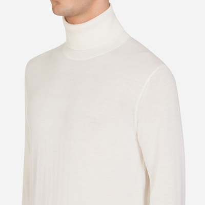 Shop Dolce & Gabbana Cashmere Turtle-neck Sweater In White