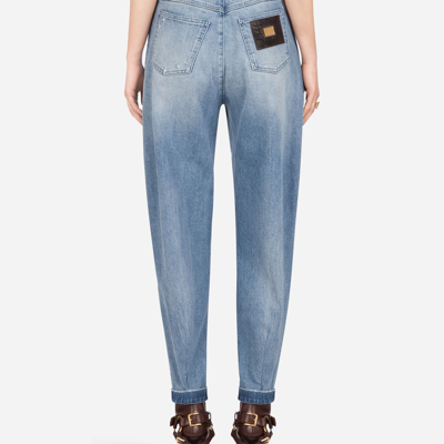 Shop Dolce & Gabbana Boyfriend Jeans In Light Blue Denim With Rips