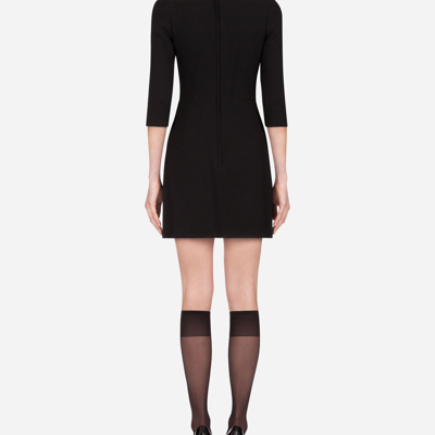 Shop Dolce & Gabbana Short Double Crepe Dress In Black