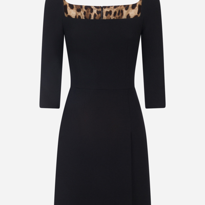 Shop Dolce & Gabbana Short Double Crepe Dress In Black