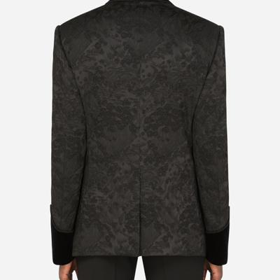 Shop Dolce & Gabbana Stretch Jacquard Casinò-fit Tuxedo Jacket With Patch In Black