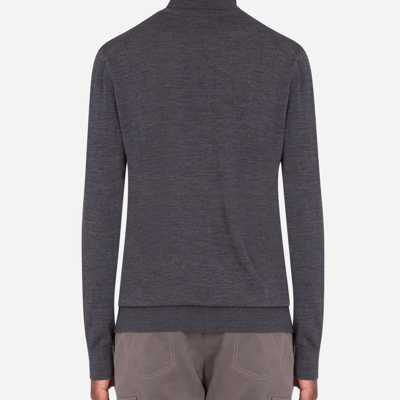 Shop Dolce & Gabbana High Neck Woolen Sweater In Grey