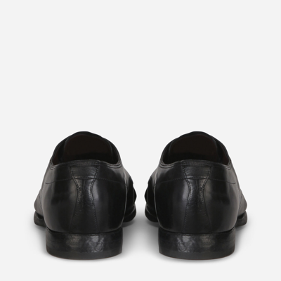 Shop Dolce & Gabbana Vintage-finish Calfskin Derby Shoes In Black