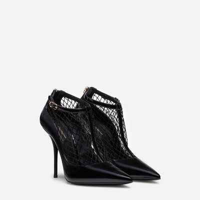 Shop Dolce & Gabbana Mesh T-strap Heels In Black