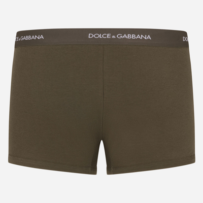 Shop Dolce & Gabbana Fine-rib Cotton Boxers In Green