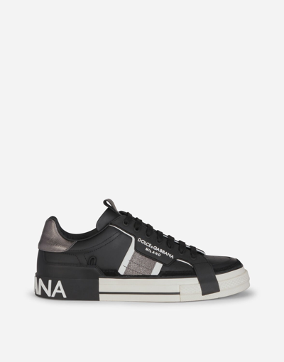 Shop Dolce & Gabbana Calfskin 2.zero Custom Sneakers With Contrasting Details In Black/silver