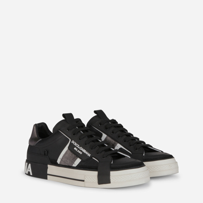 Shop Dolce & Gabbana Calfskin 2.zero Custom Sneakers With Contrasting Details In Black/silver