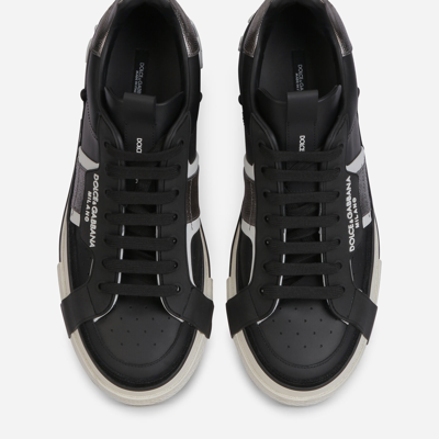 Shop Dolce & Gabbana Calfskin 2.zero Custom Sneakers With Contrasting Details In Black/silver