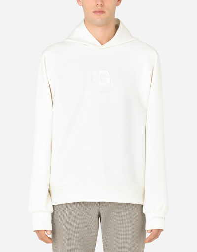 Shop Dolce & Gabbana Scuba Fabric Hoodie With 3d Logo In White