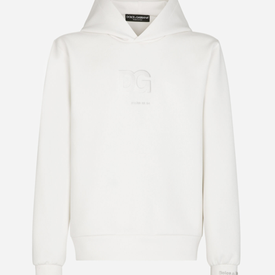 Shop Dolce & Gabbana Scuba Fabric Hoodie With 3d Logo In White