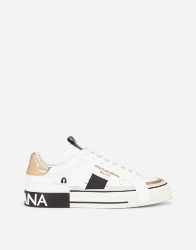 Shop Dolce & Gabbana Calfskin 2.zero Custom Sneakers With Contrasting Details In White