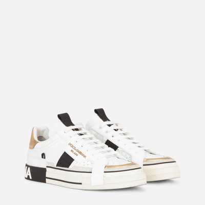 Shop Dolce & Gabbana Calfskin 2.zero Custom Sneakers With Contrasting Details In White