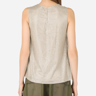 Dolce & Gabbana Tank Top With Fusible Rhinestones In Crystal