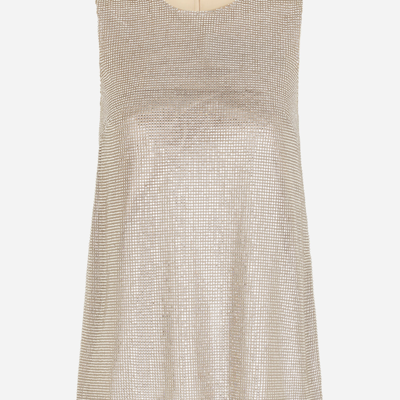 Dolce & Gabbana Tank Top With Fusible Rhinestones In Crystal