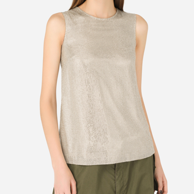 Shop Dolce & Gabbana Tank Top With Fusible Rhinestones In Crystal