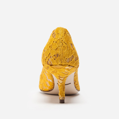 Dolce & Gabbana Lace Rainbow Pumps With Brooch Detailing In Yellow