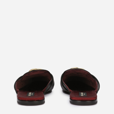 Shop Dolce & Gabbana Calfskin Nappa Bramante Slippers In Black