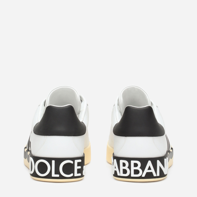 Shop Dolce & Gabbana Calfskin Nappa Portofino Sneakers With Dg Logo Print In Multicolor