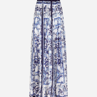 Dolce & Gabbana Majolica-print Silk Floor-length Skirt In Multicolor