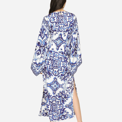 Dolce & Gabbana Scarf-print Silk Charmeuse Maxi Dress In Multicolor