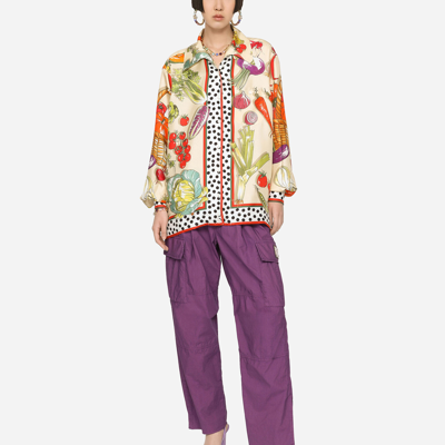 Shop Dolce & Gabbana Vegetable-print Twill Shirt In Multicolor
