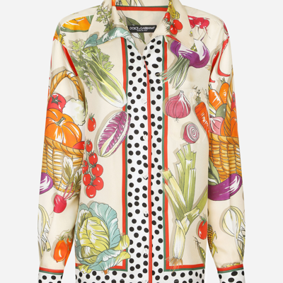 Shop Dolce & Gabbana Vegetable-print Twill Shirt In Multicolor