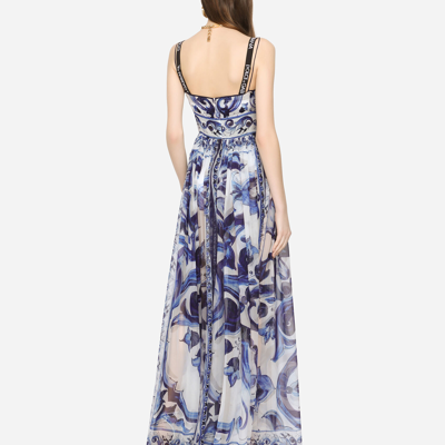 Dolce & Gabbana Blu Mediterraneo Sleeveless Painterly Maxi Dress In Multicolor