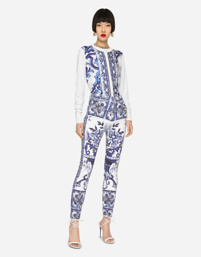 Shop Dolce & Gabbana Majolica-print Grace Jeans In Multicolor