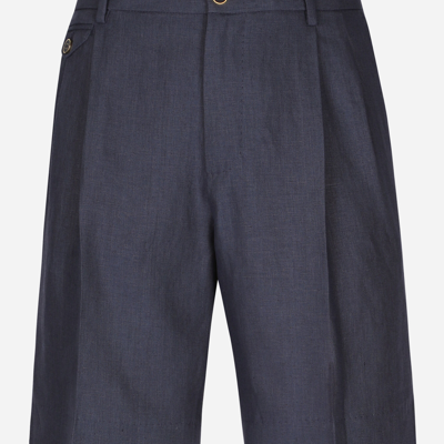 Shop Dolce & Gabbana Linen Shorts In Blue