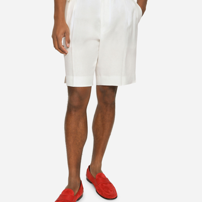 Shop Dolce & Gabbana Linen Shorts In White