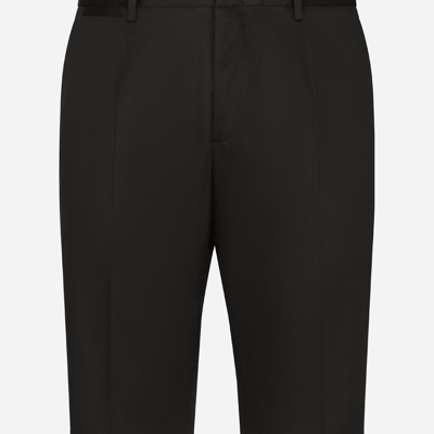 Dolce & Gabbana Stretch Cotton Shorts With Dg Embroidery In Blue